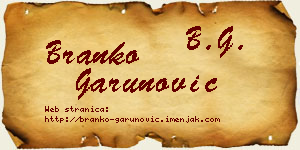 Branko Garunović vizit kartica